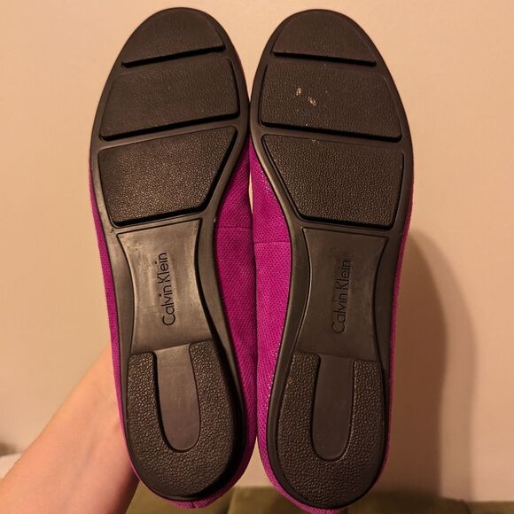 Calvin Klein Magenta Fuchsia Purple Maxee Genuine Suede Beaded Ballets Flats - Picture 7 of 12